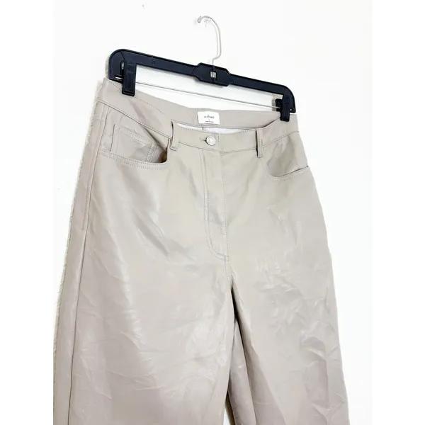 Aritzia Wilfred The Melina Taupe Vegan Leather Straight Leg Pants Size 8 - Image 8