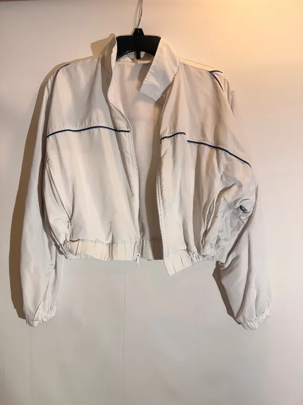 Anthropologie Year of Ours White Tennis Cropped Windbreaker Athletic Jacket XS - Image 2