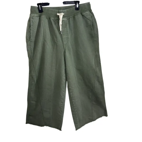 Aerie Women's Soft Landing Trouser Olive Green Size L Wide Leg Drawstring - Image 2