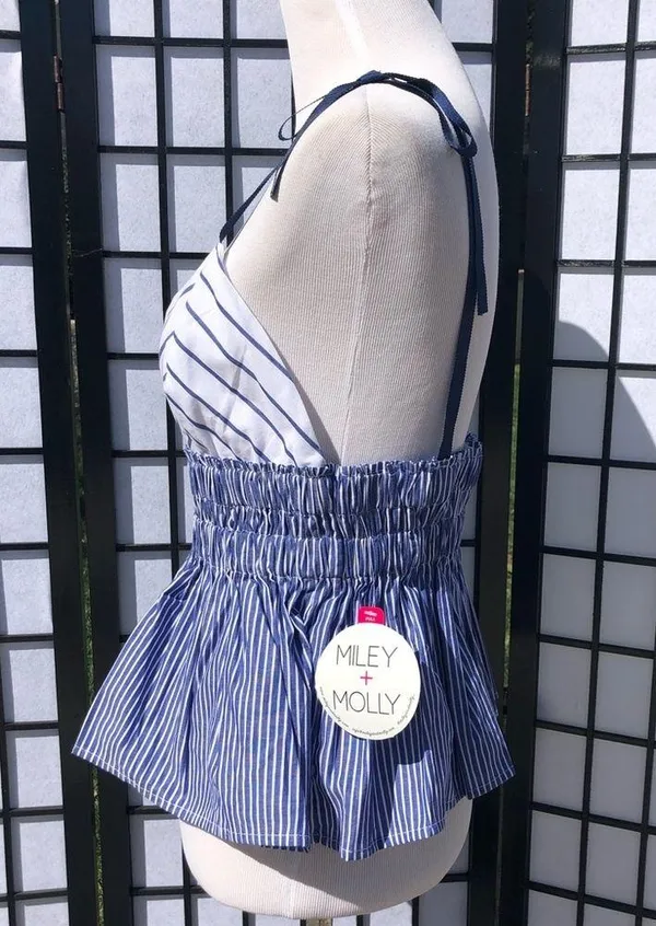 🔷Miley & Molly Blue Stripe Peplum Tank Blouse - Image 6