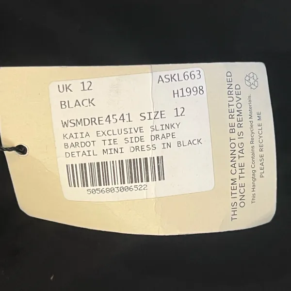 NWT Kaiia slinky bardot tie side drape mini dress black size 8 - Image 8