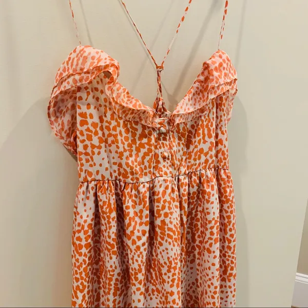 Orange Patterned Mini Sun Dress, size Large - Image 2