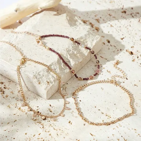 Multi layer boho bracelet set Gold - Image 4