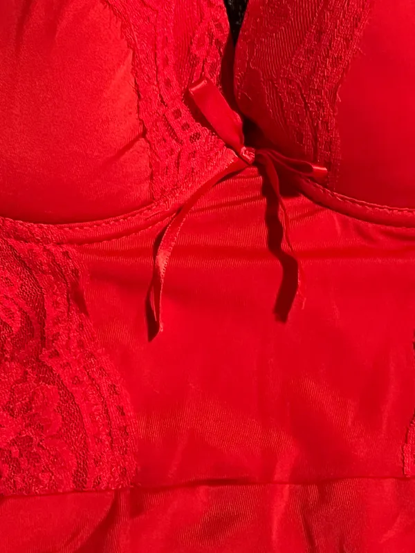 Womens medium Black Fuschia red lace-accented bodysuit-"lingerie as outerwear" - Image 4