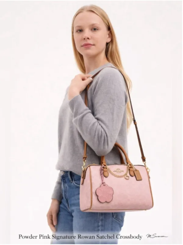 NEW Coach Medium Powder Pink Signature Rowan Satchel CEA18 NWT - Image 11