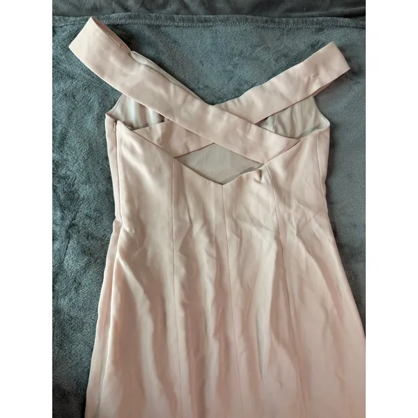 NWT Dessy OFF-THE-SHOULDER CUFF‎ TRUMPET GOWN WITH FRONT SLIT CAMEO Size 12 R - Image 11