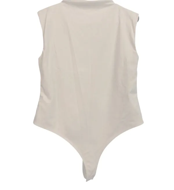 Open Edit NWOT Nordstrom Mock Neck Neutral Cream Thong Layering Bodysuit XL - Image 2