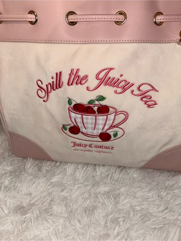 Juicy Couture Sweet Tea Party Daydreamer tote bag soft white velour handbag Y2K - Image 2