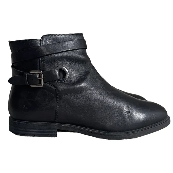 Hush‎ Puppies Mazin Cayto 9 Black Leather Ankle Boots Buckle Moto Bootie Comfort - Image 4