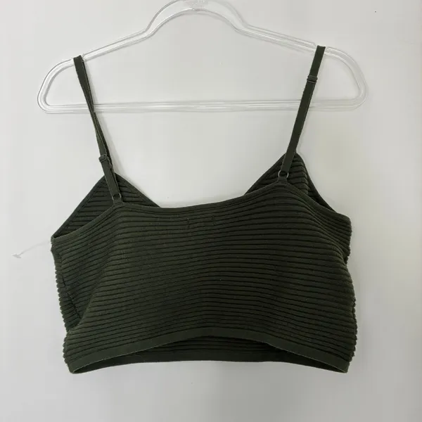 Aerie Dark Green Ribbed Crop Top Corset NWOT Womens X-Large - Image 6
