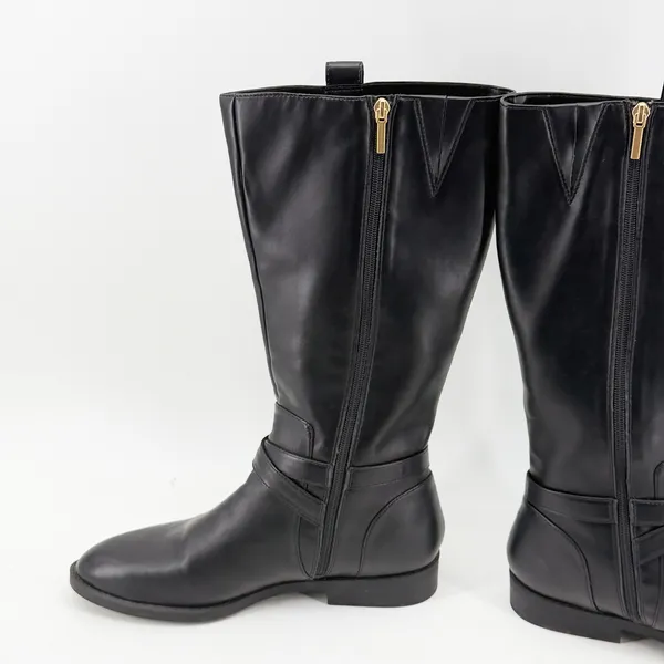 Crown & Ivy Mckay Women Black Tall Riding Boots Gold Buckle Size 11M - Image 3