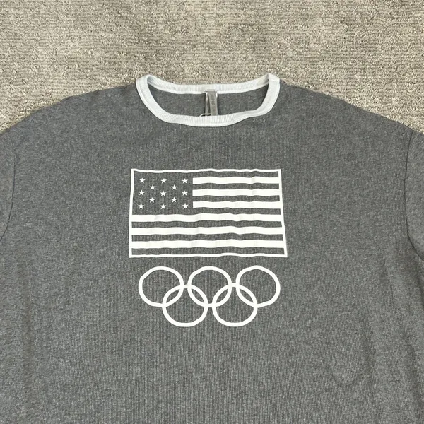 Skims Tee Shirt Womens Medium Olympic Oversized Team USA Gray Ribbed Lounge - Image 2