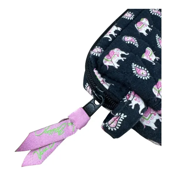 Vera Bradley Set of 2 Elephant Paisley Quilted Cosmetic Bags Black Pink Retired - Image 2