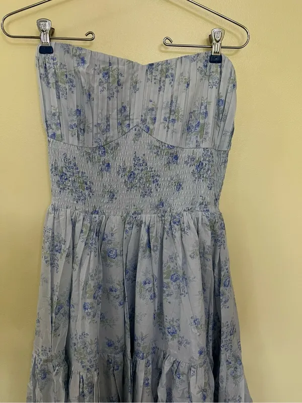 NEW Altar’d State Blue Floral Strapless Maxi Dress Size XL NWT - Image 5