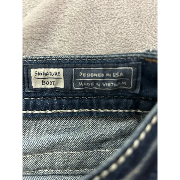Miss Me Women's Bootcut Jeans Blue Embellished‎ Thick Stitch Low Rise Size 28 - Image 6