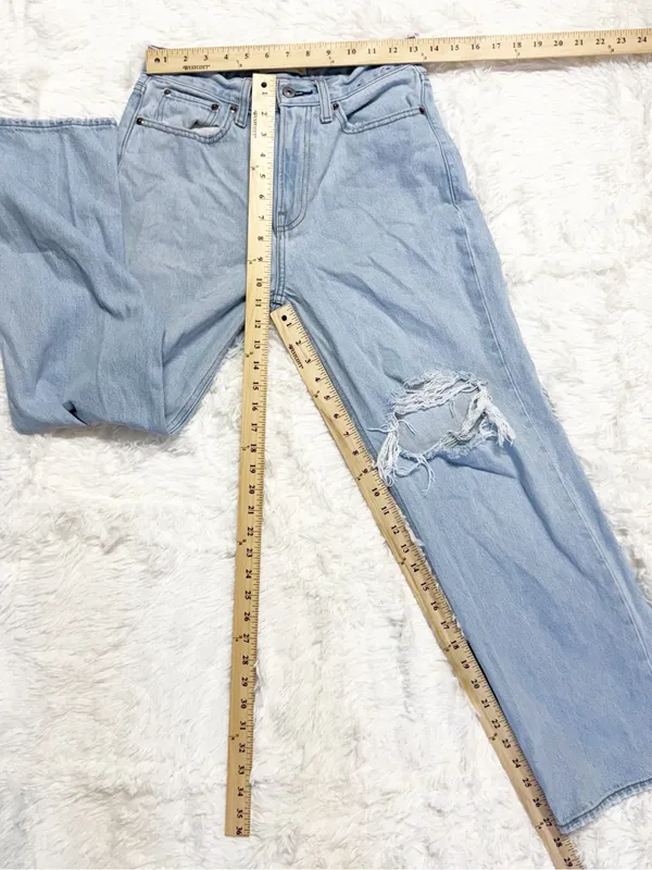 Abercrombie & Fitch Curve Love Slouchy Jeans 24 Short Distressed Wide Leg - Image 5