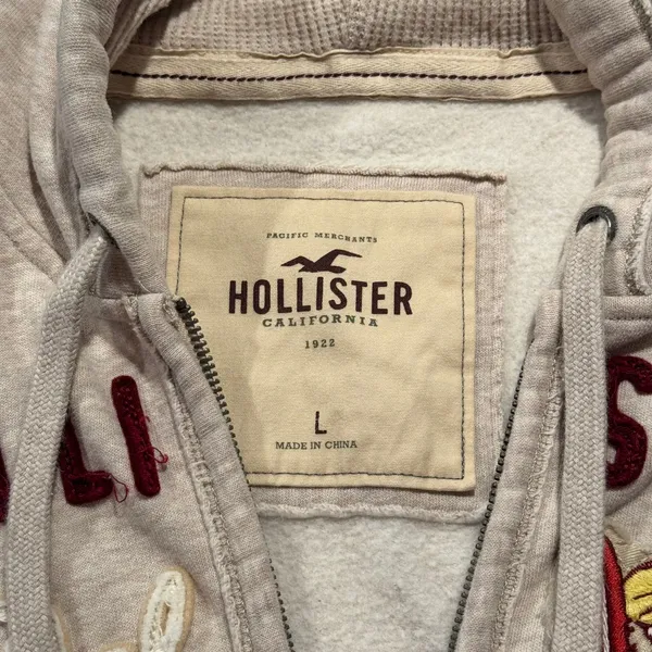 Hollister Jacket Hoodie Y2K Preppy Streetwear Casual Retro Full Zip Size Large - Image 4