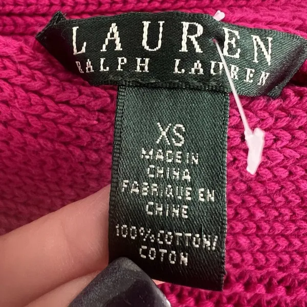NEW Lauren Ralph Lauren Sweater XSMALL Magenta Pink Textured Boatneck Pullover - Image 8