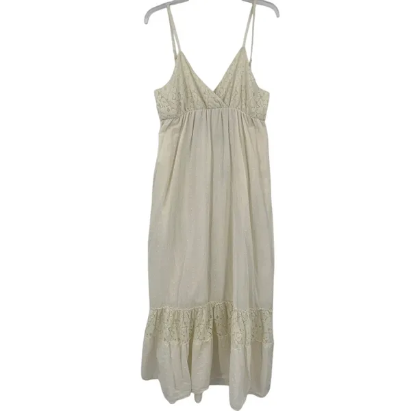 Anna Kaci Milkmaid Maxi Dress Sz XL Boho Cottagecore Lace Tiered Beach Wedding - Image 2