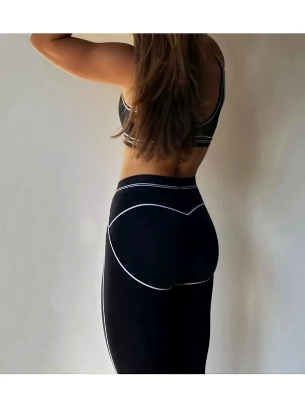 Alo Airbrush High-Waist Heart Throb Leggings Black White Hi-Rise Waisted Tights - Image 10