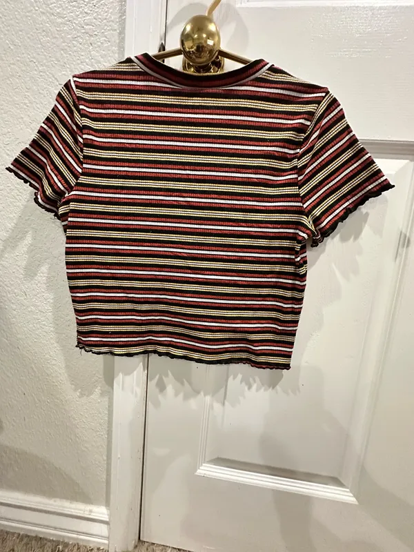 Violet Moon stripped Y2K top. Vintage, retro, Summer night - Image 2