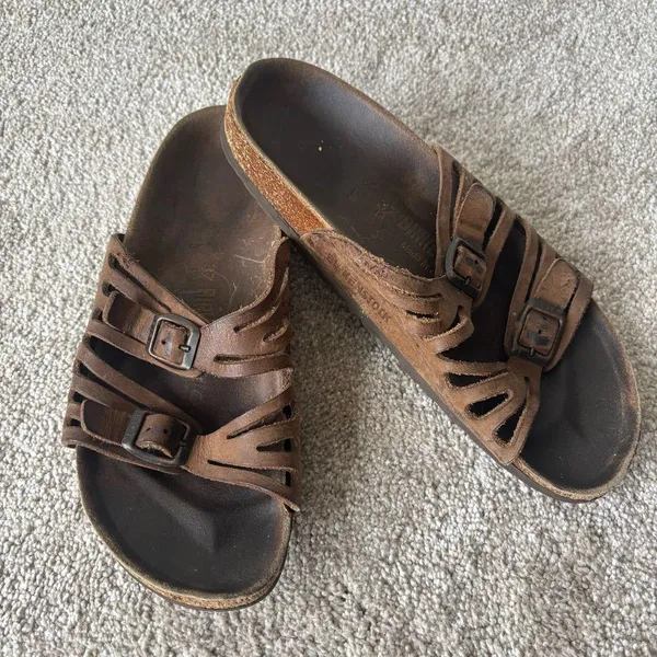 Birkenstock Granada Mocha Birkibuc Sandal Strappy Cushion Support Cork Slide On - Image 2