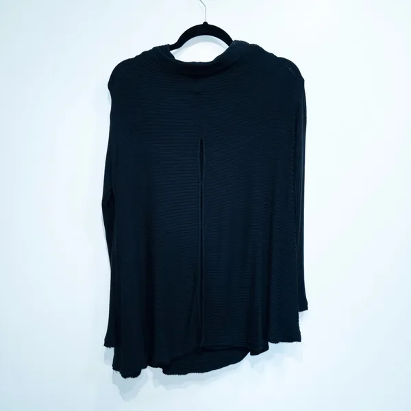 Free People We The Free Black Lovers Thermal Ribbed Split Back Sweater Medium - Image 8