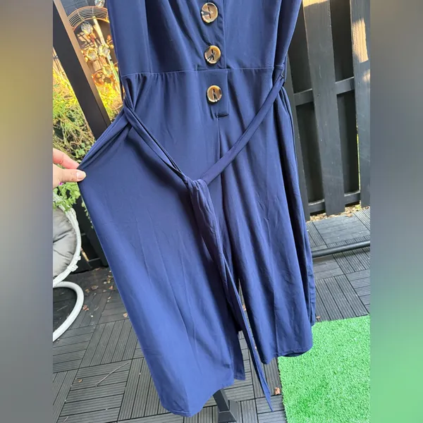 Nina Leonard Women's V-Neck Cropped Navy Sleeveless Jumpsuit Size 1X NWT - Image 9