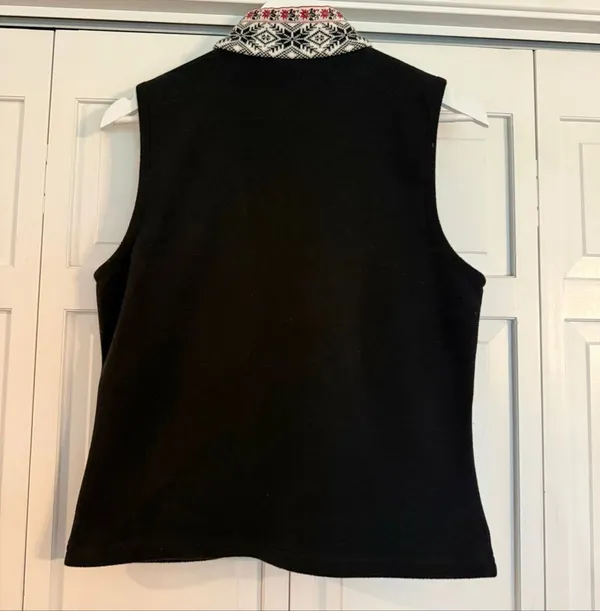 L.L. Bean vintage black Nordic fleece vest size small - Image 4