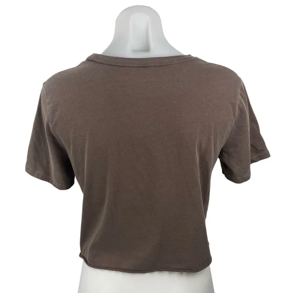 Vinyl Icons Women's Brown Graphic Short Sleeve Crew Neck Crop Tee T-Shirt Top M - Image 4