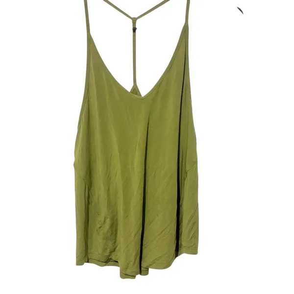 LULULEMON Size 4 Bronze Green Silk Modal Tied T- Back Relaxed Yoga‎ Tank - Image 2