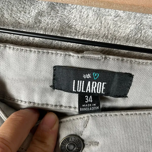 Lularoe Utility Cargo Pants Size 34 Gray Stretchy Twill Roll Up Cuffs‎ New - Image 6