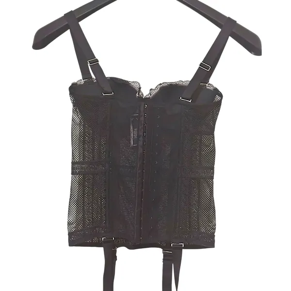 Victoria’s Secret Holiday 2017 Black Iconic Very Sexy Fishnet Lace Corset Sz 34B $88 - Image 3