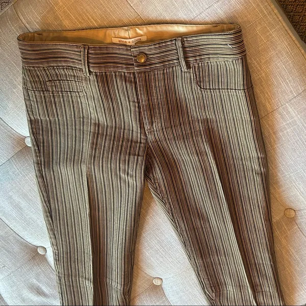 Alice + Olivia Gold Black Contrast Stripe Flare Pant Size 6 - Image 3