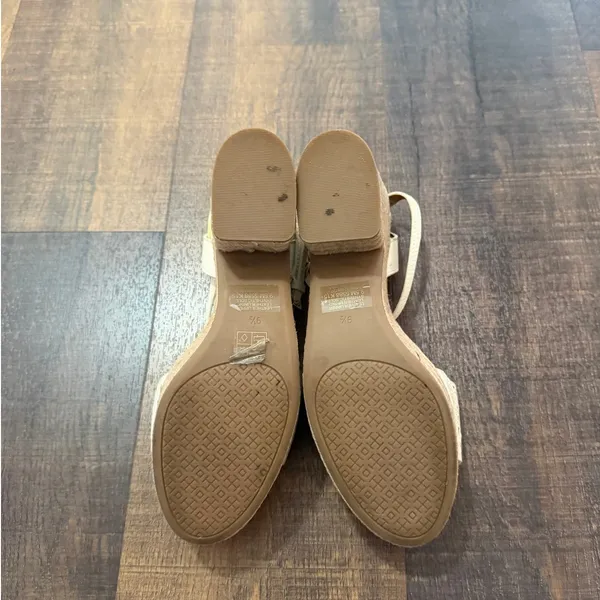 Tory Burch Espadrille Block Heel Sandals Ivory Leather Ankle Strap Size 9.5 - Image 8