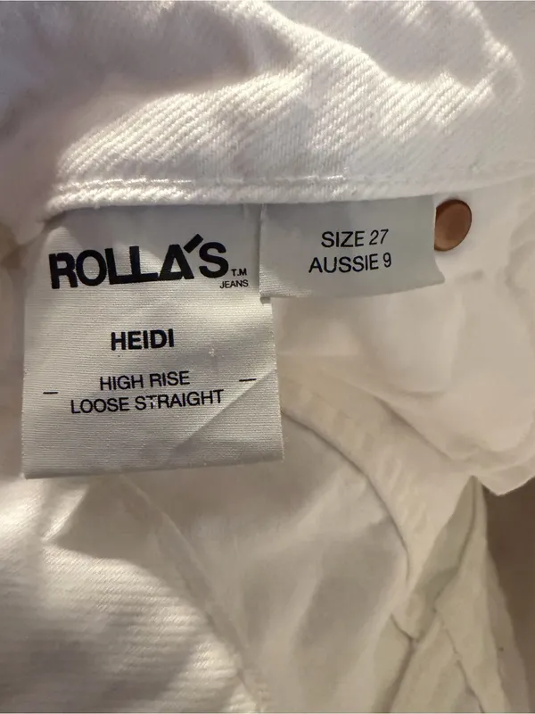 Rollas White Heidi High Rise Loose Straight Jeans Size 27 - Image 8