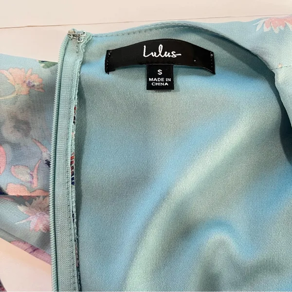 Lulus Always Yours Light Blue Floral Print Long Sleeve‎ Skater Dress SMALL - Image 11