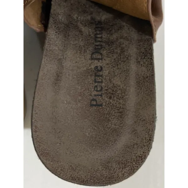 Pierre Dumas Brown VEGAN distressed Platform Wedge Open Toe Sandals Women's sz 9 - Image 6