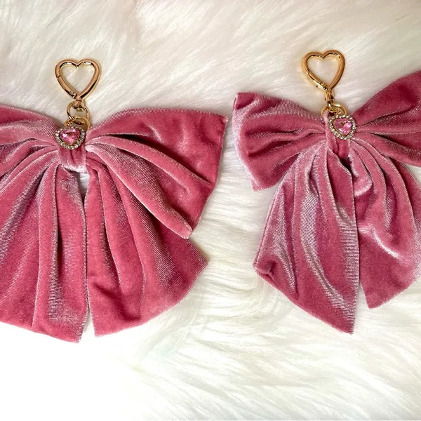 Juicy Couture New Coquette Dusty Rose Velour Bow for Bag/Purse/Tote - Image 5