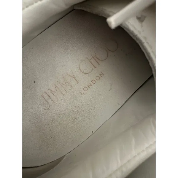 Jimmy Choo White Leather Low Top Gold Star Sneakers Shoes 35.5 5.5 - Image 10