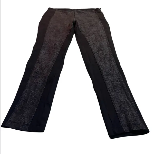 Zara W&B Collection Black Skinny Ankle Pants with Textured Panel Size Large - Image 3