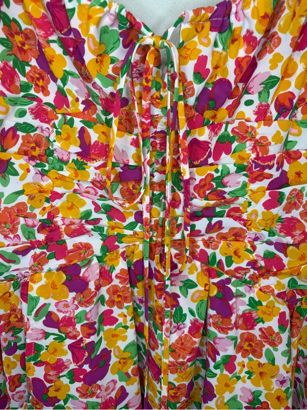 Princess Polly Barrett Mini Dress Multi Floral Size 12 Ruched Y2K - Image 7