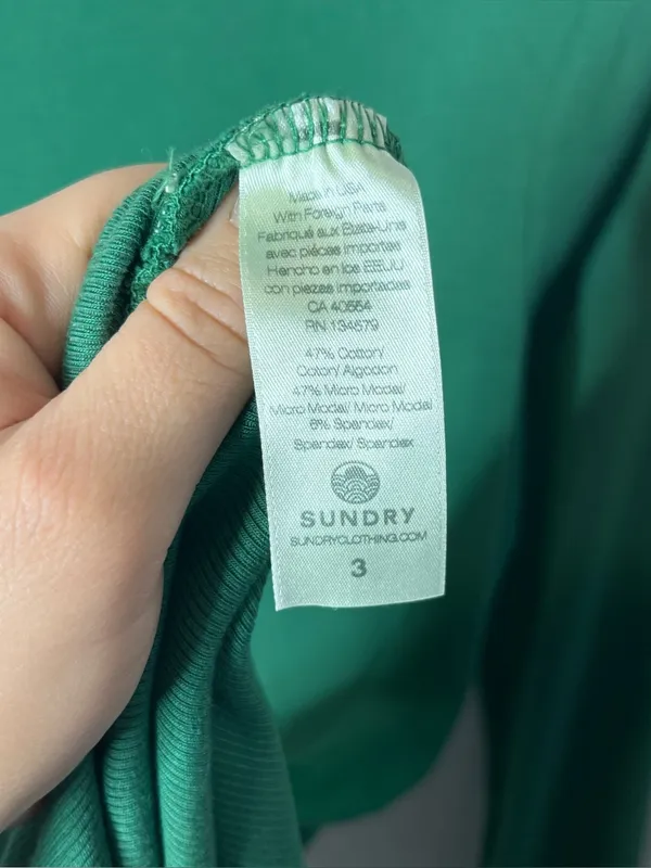 Sundry Ribbed Long Sleeve Mock Neck Ruched Midi Dress in Green - Image 8