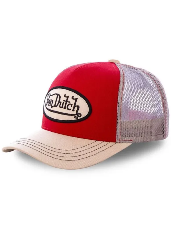 Von Dutch Red & Beige Snap Back Trucker Hat Adjustable - Image 2