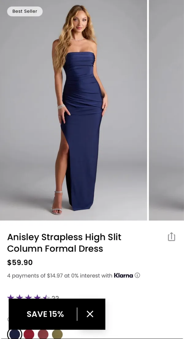 Navy/Blue Anisley Strapless High Slit Column Formal Dress from Windsor! I only wore it once about 6 months ago! - Image 3
