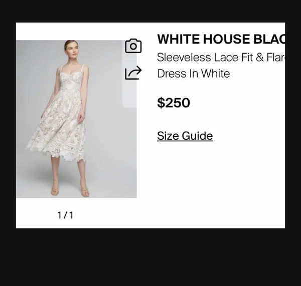 White House Black Market white lace midi dress with floral pattern, size 0 #lace #floral - Image 3