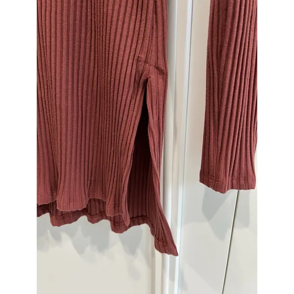 Eileen Fisher Rib‎ Knit Stretch Tunic Top Rust Brown Minimalist Quiet Luxury - Image 2