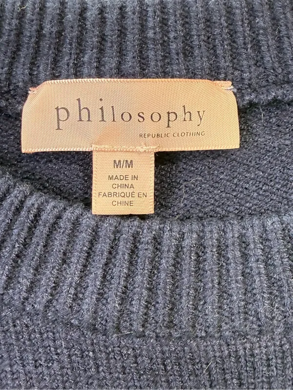Philosophy Navy and White Striped Crewneck Sweater Size Medium - Image 5