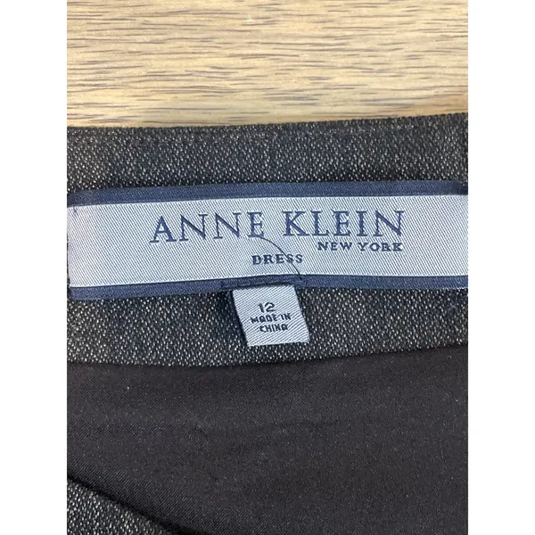 Anne Klein Dress Brown Metallic Thread Bead Detail Star Neck Sheath Size 12 - Image 2