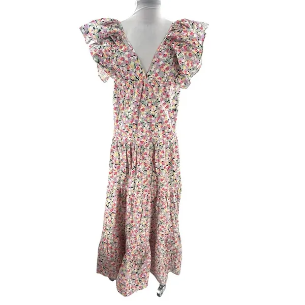 NWT Nasty Gal Collection‎ Floral Frill Shoulder Smock maxi dress sz 2 - Image 4